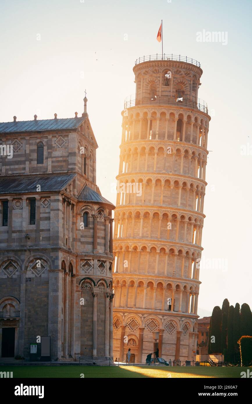 Leaning tower in Pisa, Italy as the worldwide known landmark. Stock Photo