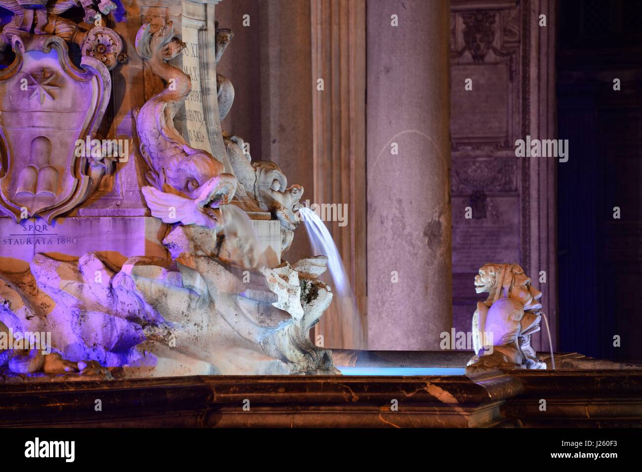 Pantheon at night with fountain. It is one of the bestpreserved