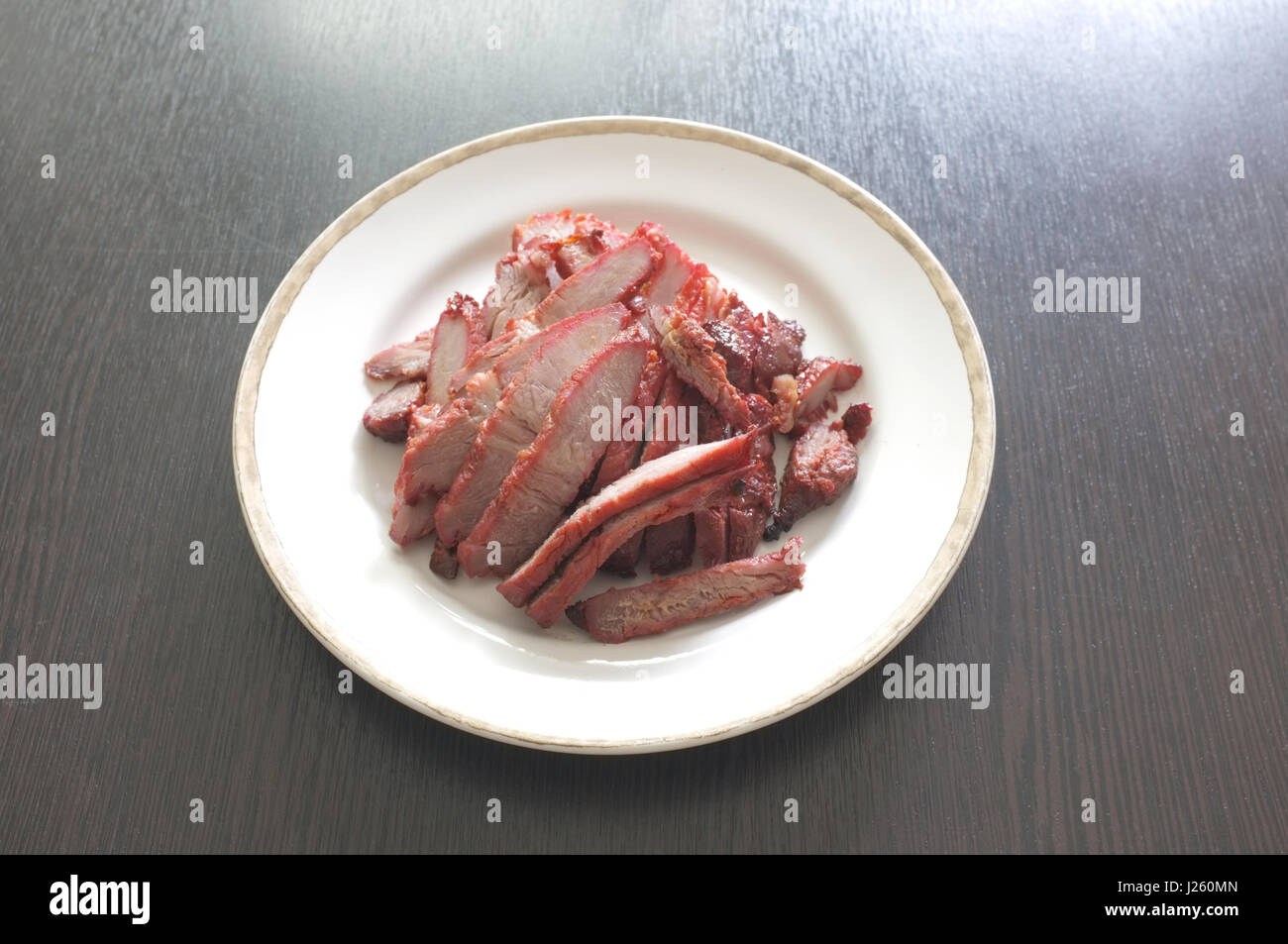 Thai cuisine ,  Moo dang  or Thai Red BBQ Pork Stock Photo