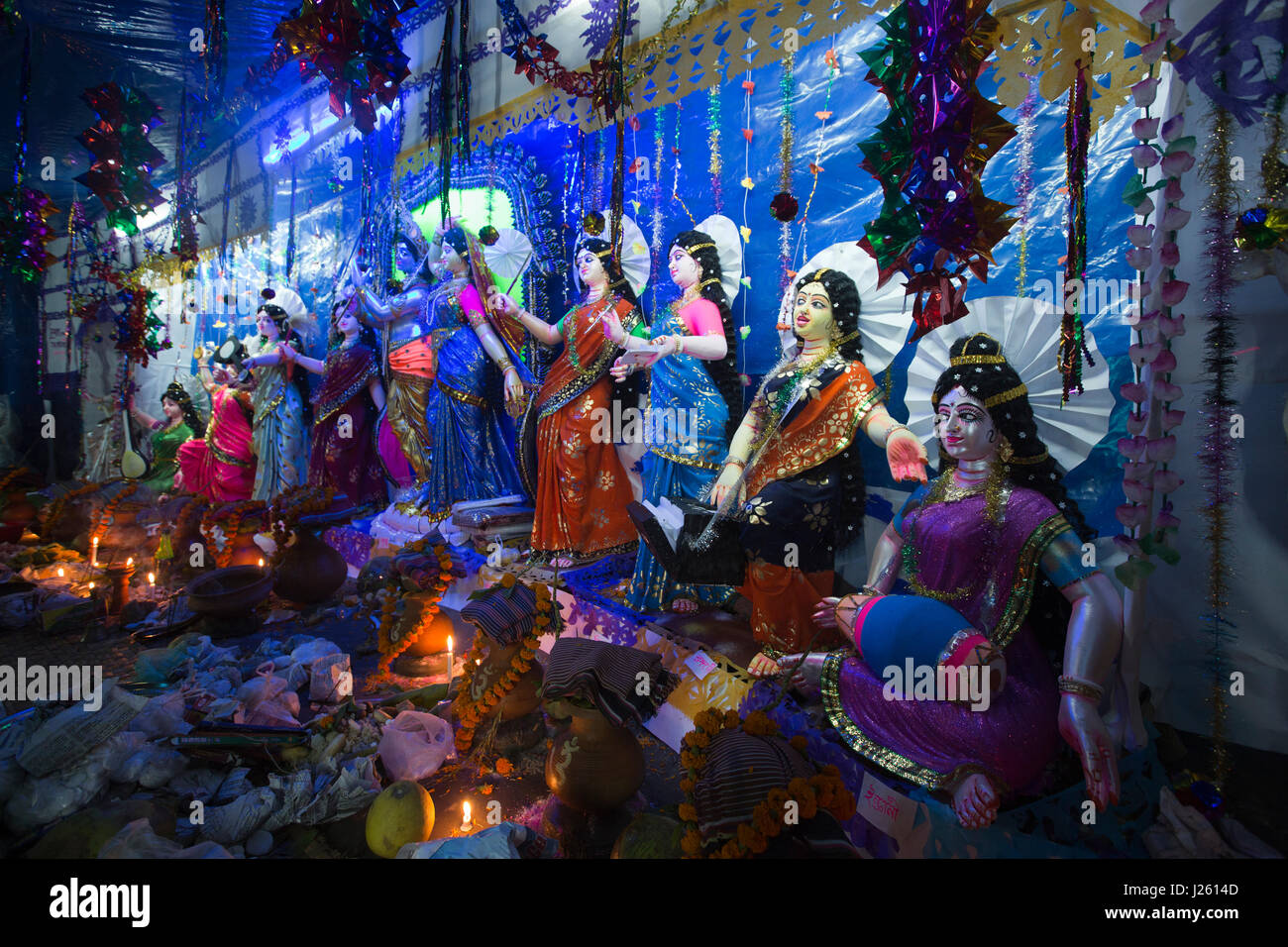 A puja pavilion during Rash Mela at Dublarchar in the Eastern Division of Sundarbans forest. Bagerhat, Bangladesh. Stock Photo