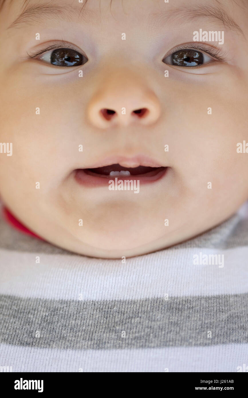 Baby Boy Portrait, Close-Up Stock Photo
