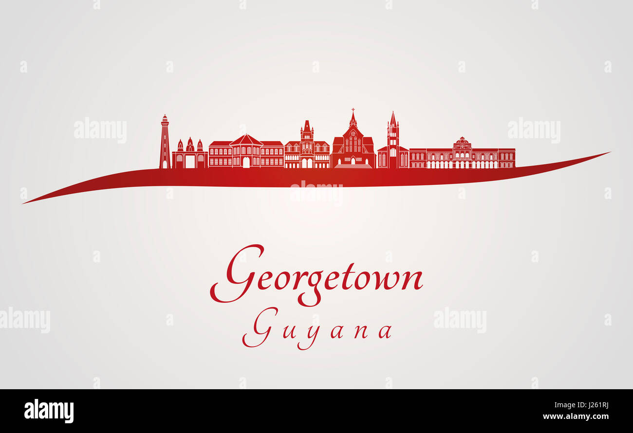 skyline in red and gray background in editable vector file