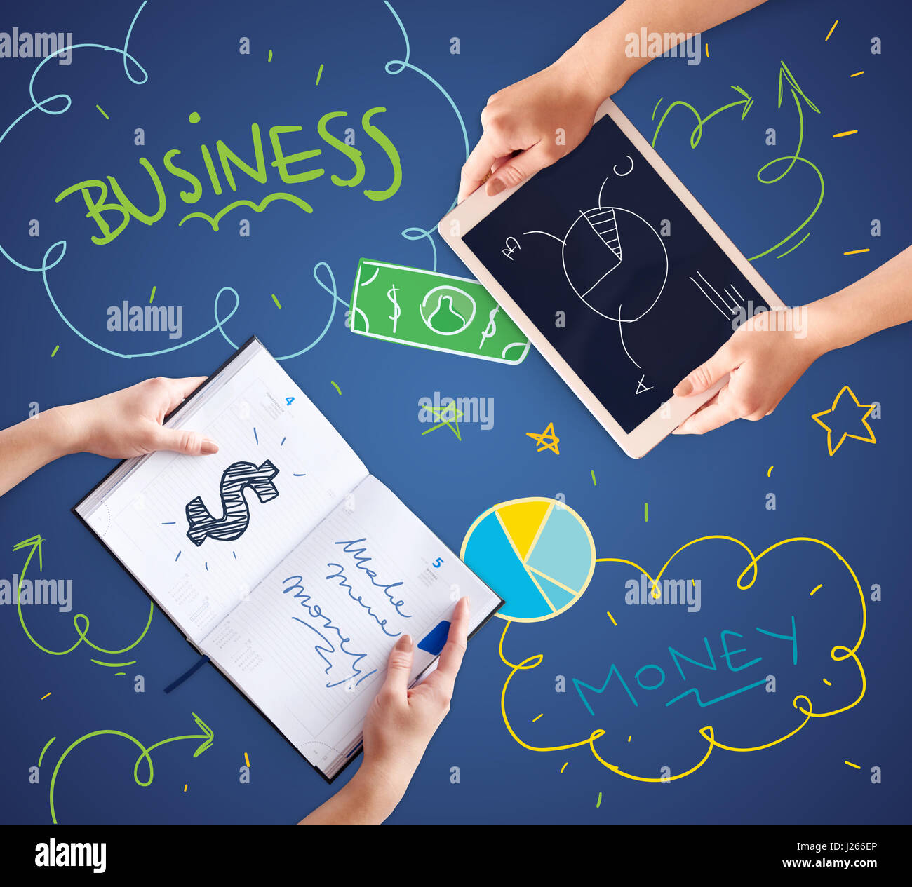 Human hands holding digital tablet and notebook Stock Photo - Alamy