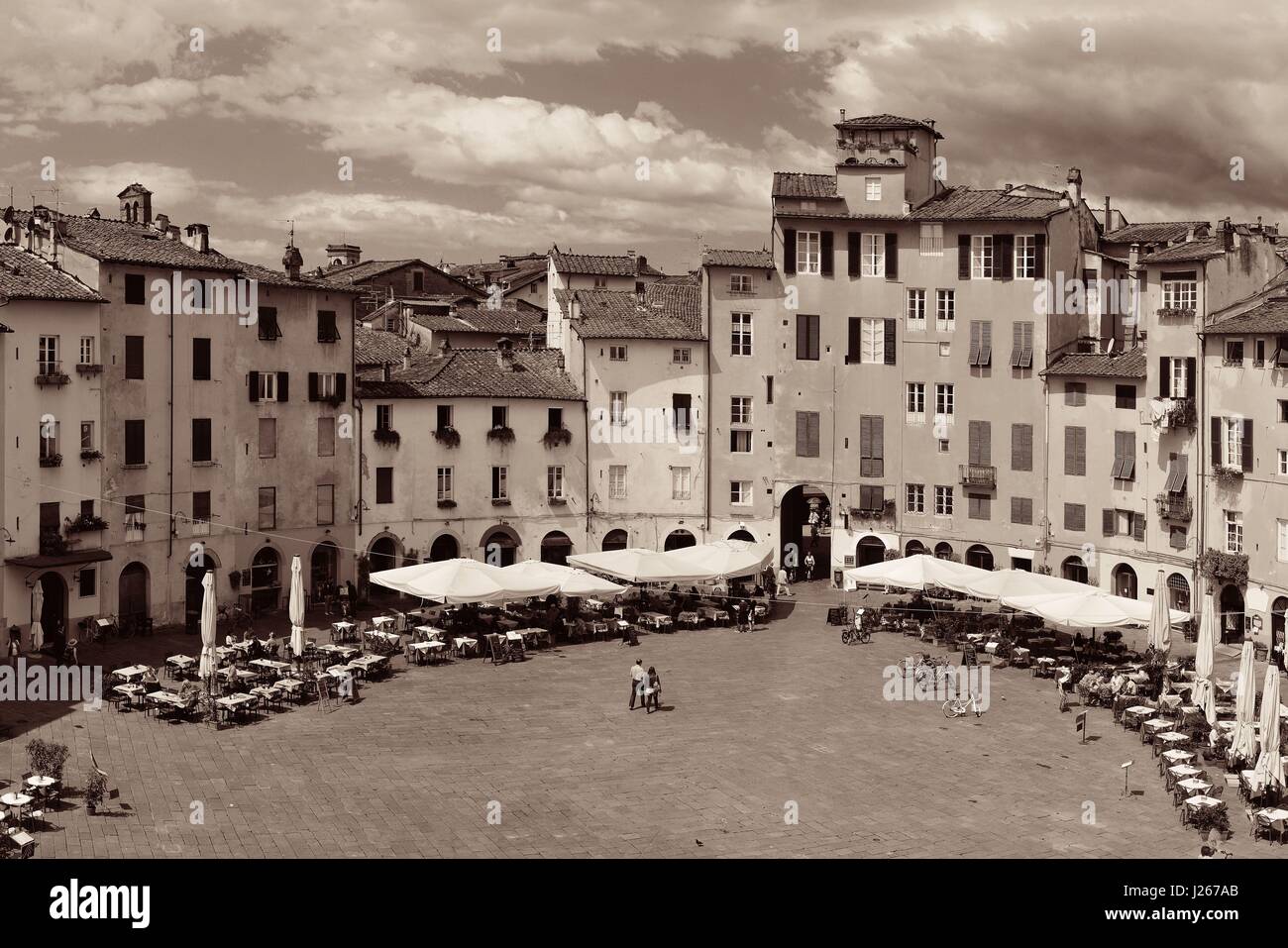 Piazza dell Anfiteatro in Lucca Italy Stock Photo