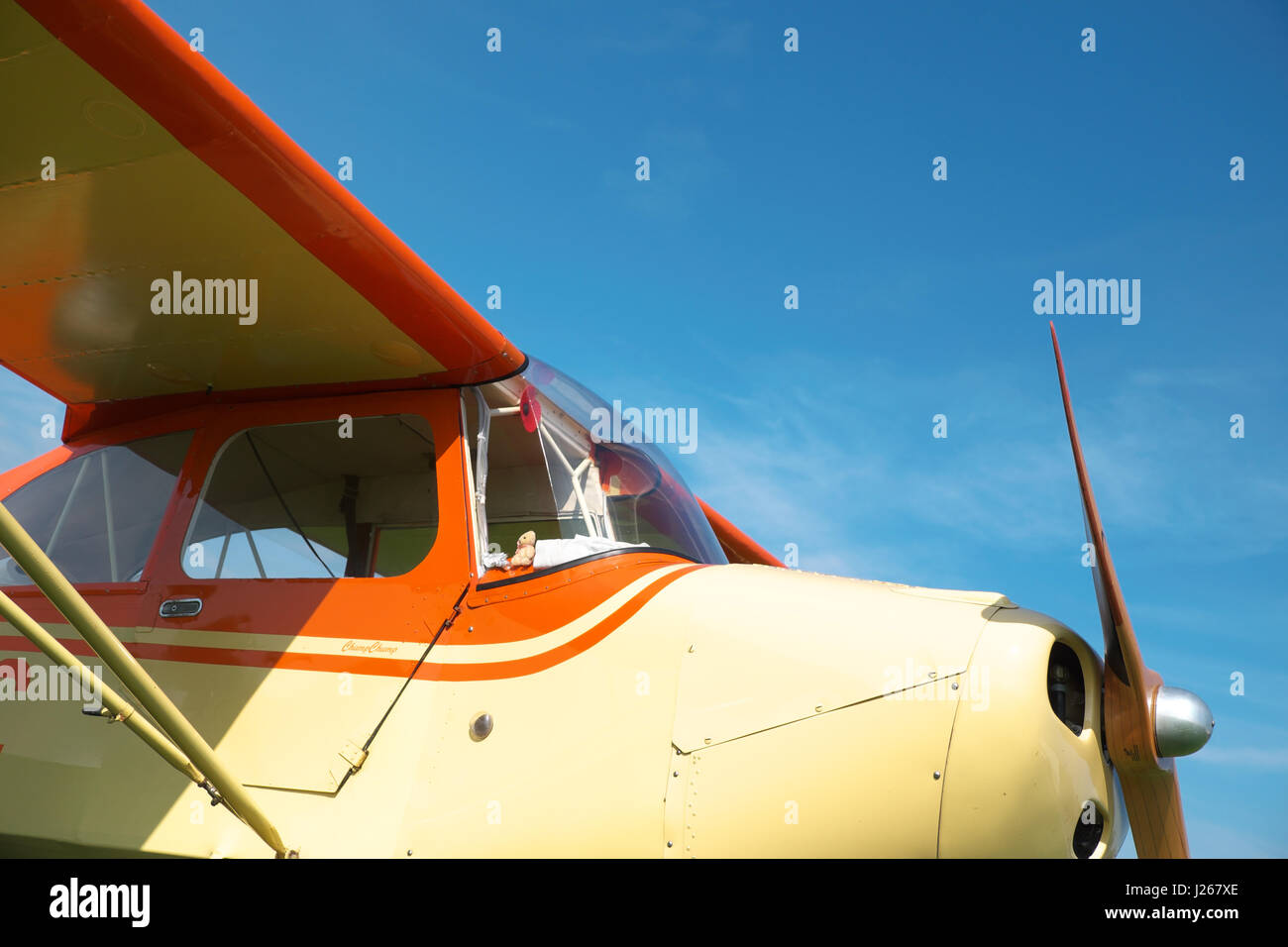 General aviation classic vintage Aeronca 7AC Champion with copyspace Stock Photo