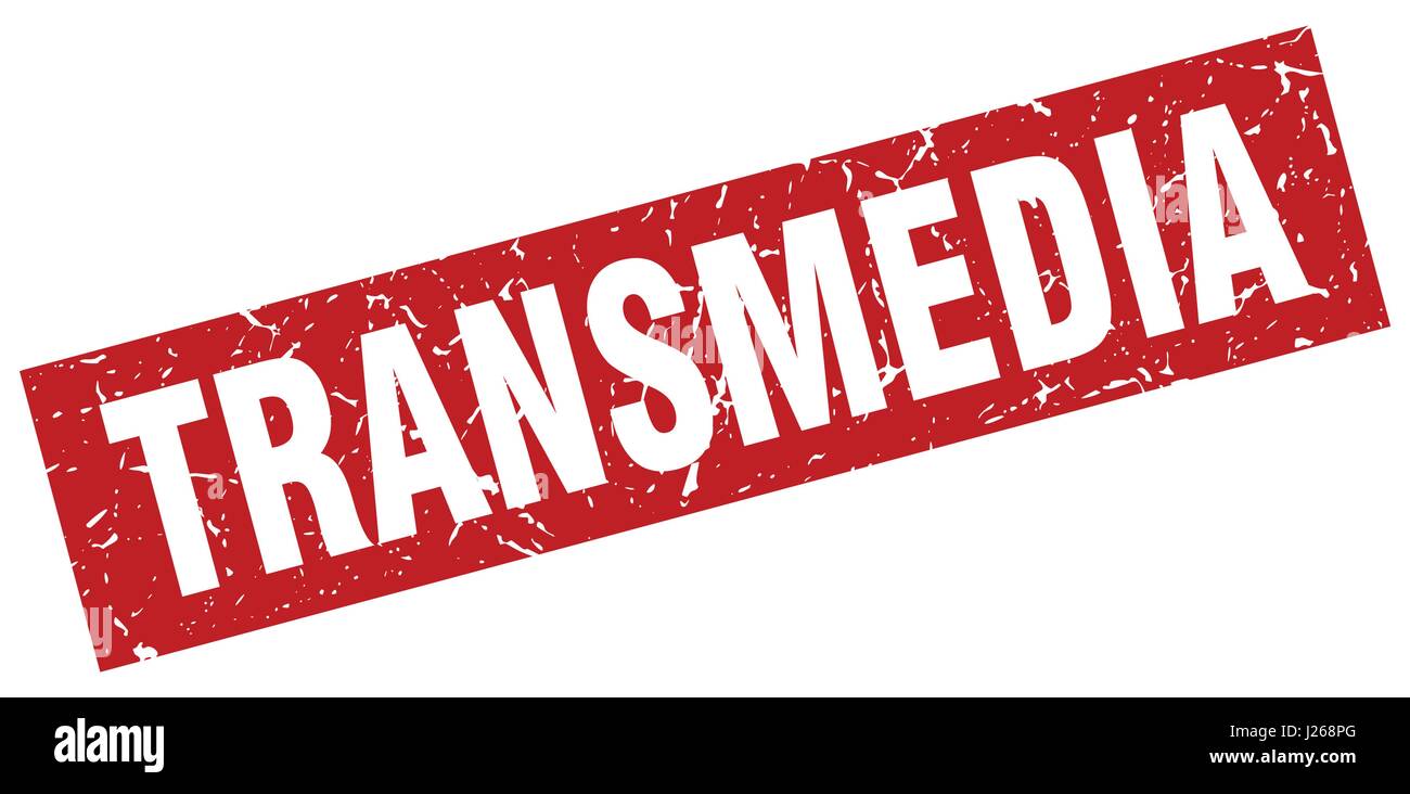 square grunge red transmedia stamp Stock Vector