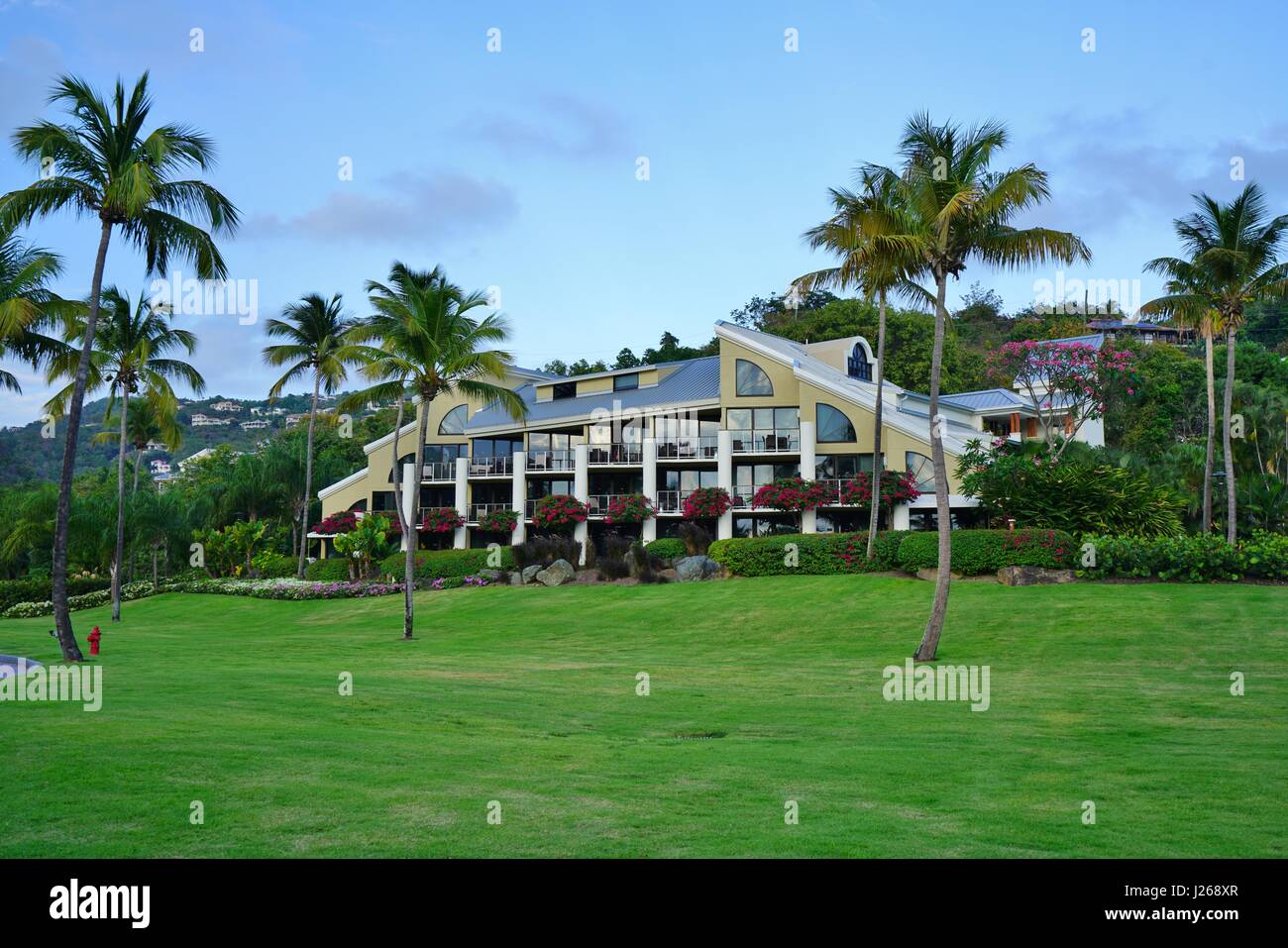 View of the Westin St John Resort and Villas, a luxury resort hotel located on Great Cruz Bay in the United States Virgin Islands. Stock Photo