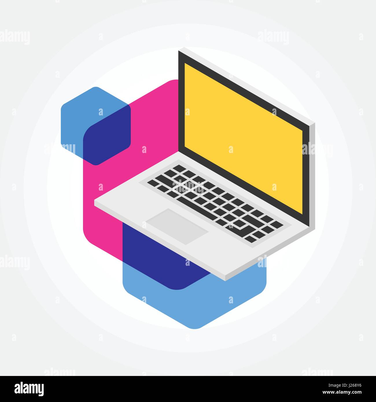 Isometric notebook, laptop design icon illustration Stock Vector