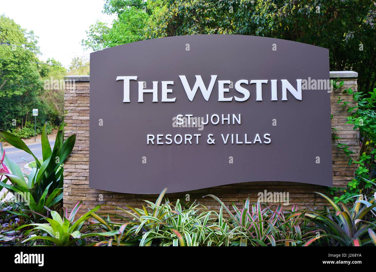 View of the Westin St John Resort and Villas, a luxury resort hotel located on Great Cruz Bay in the United States Virgin Islands. Stock Photo