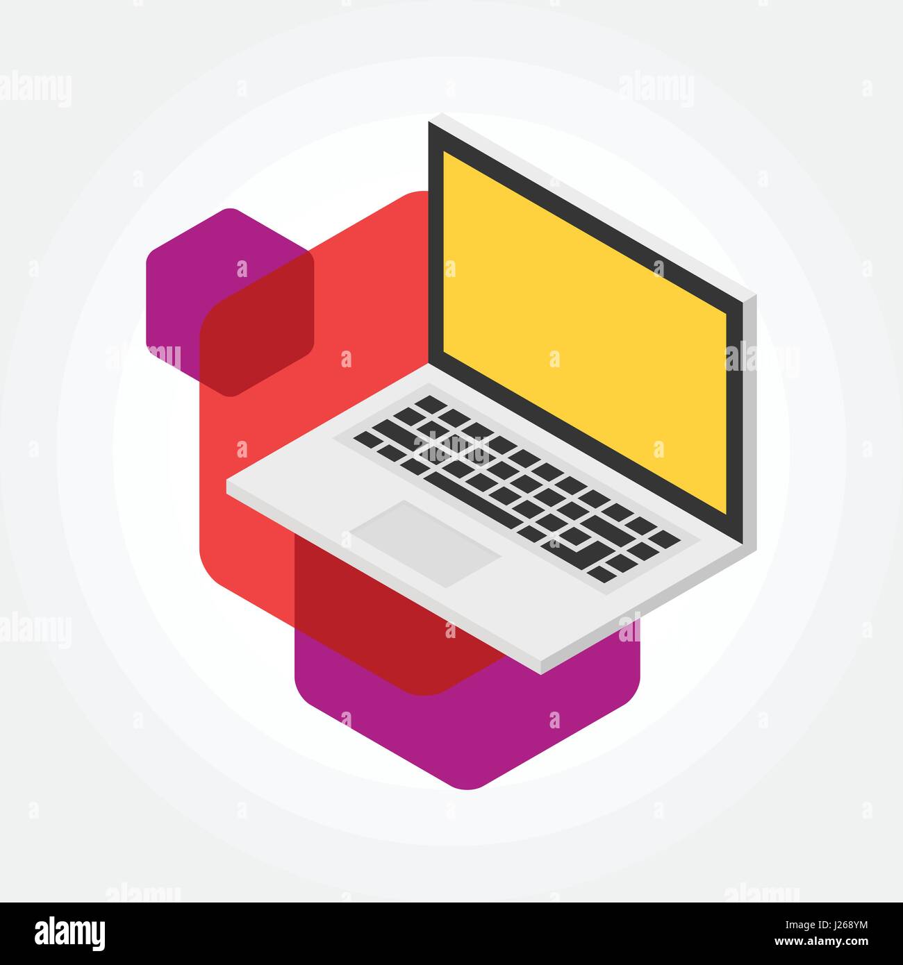 Isometric notebook, laptop design icon illustration Stock Vector