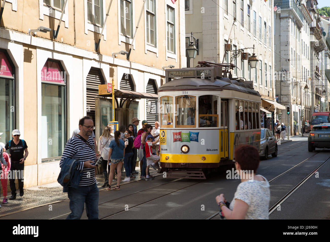 A tram in Lisbon, Portugal. Stock Photo