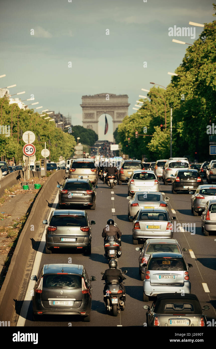 PARIS, FRANCE MAY 13 Busy traffic on highway on May 13, 2015 in
