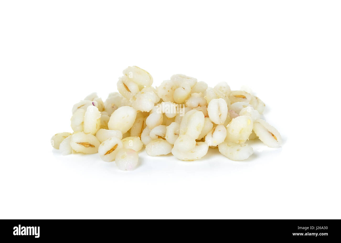 Boiled barley rice isolated on the white backgroud. Stock Photo