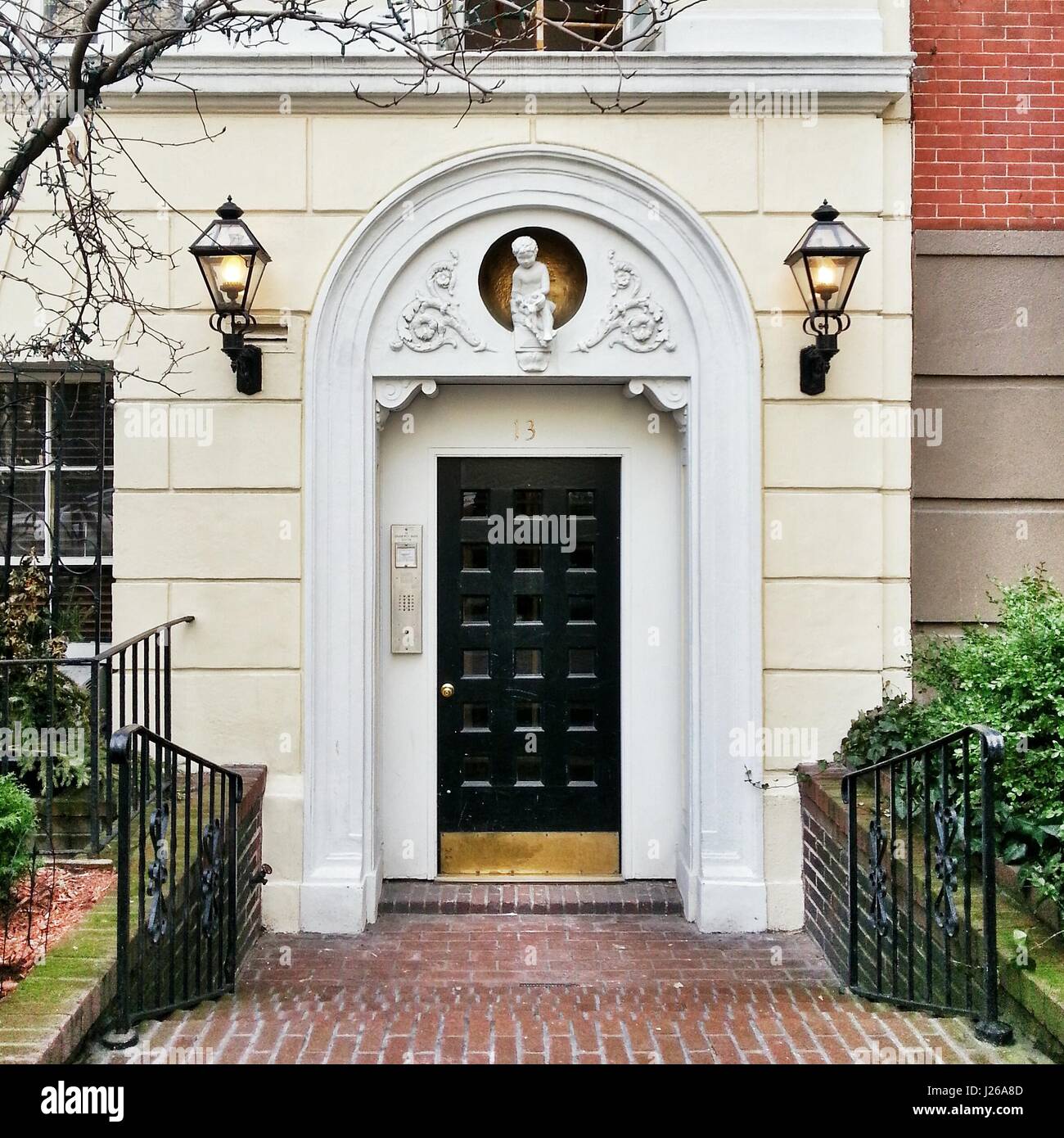 Townhouse doorway, Gramercy Park, Manhattan, New York, America, USA Stock Photo