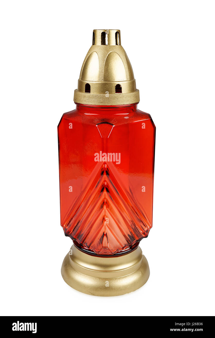 red cemetery lantern candle isolated on white background Stock Photo