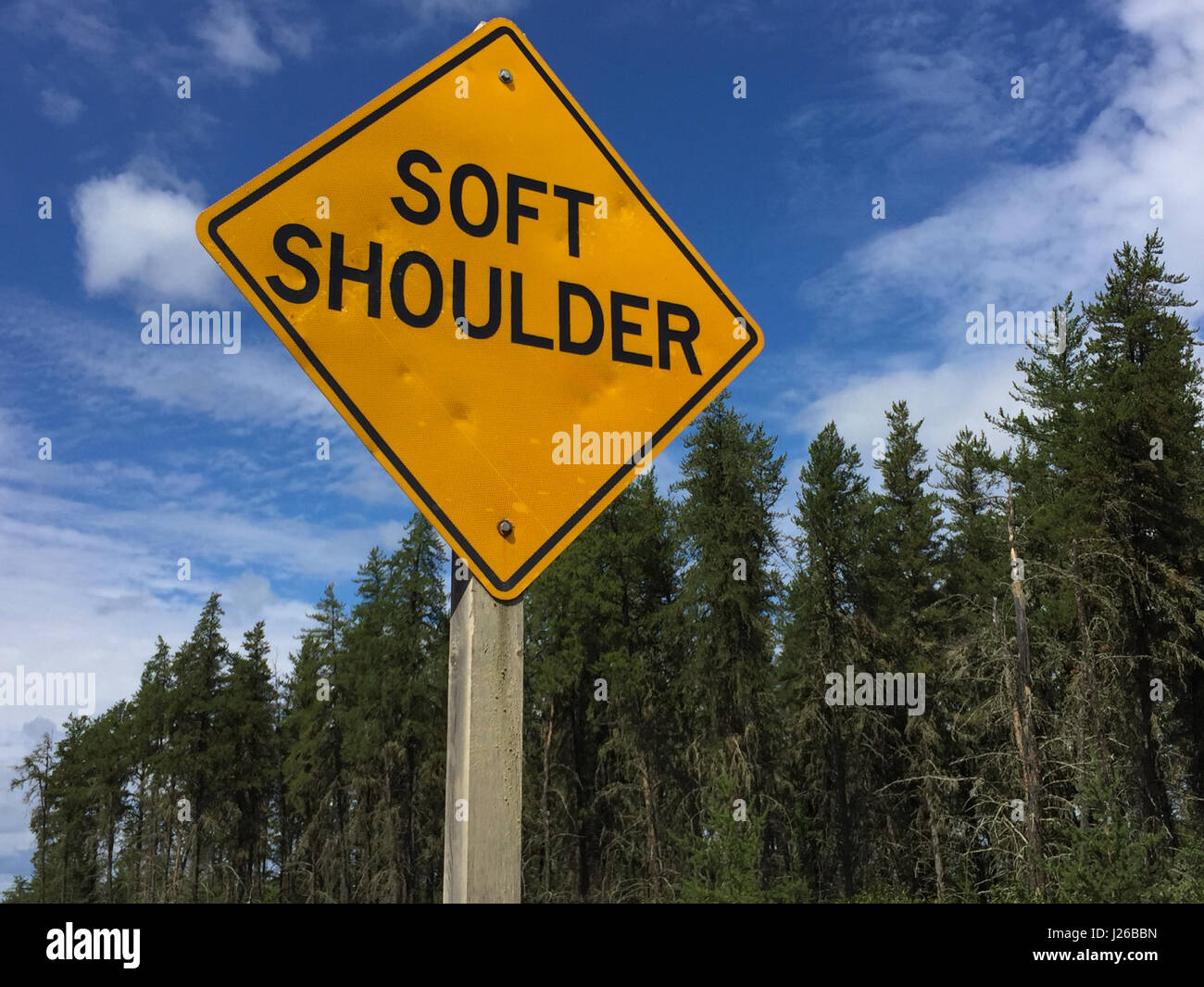 Soft shoulder road sign hi-res stock photography and images - Alamy