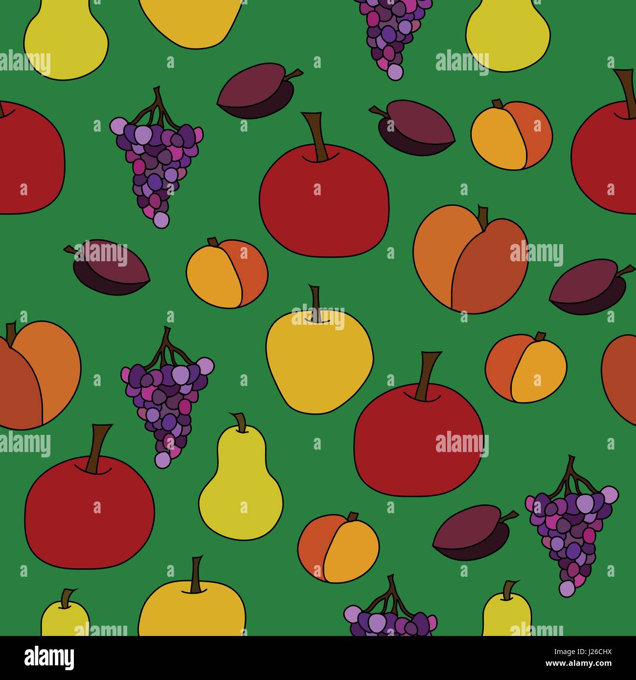 hand drawn vector fruit seamless pattern Stock Vector Image & Art - Alamy