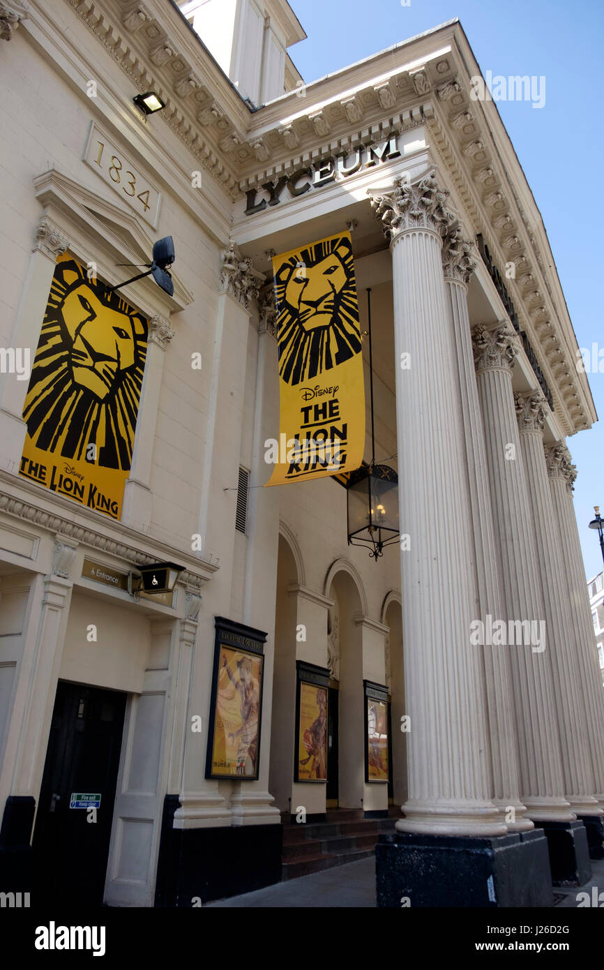 Banner advertising The Lion King musical at the Lyceum Theatre in London, England, UK, Europe Stock Photo