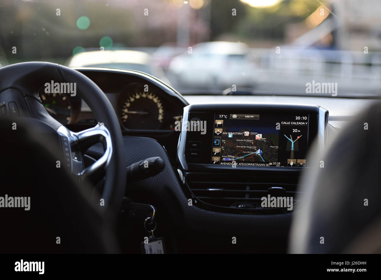 Holding steering wheel and driving a car using built in navigation