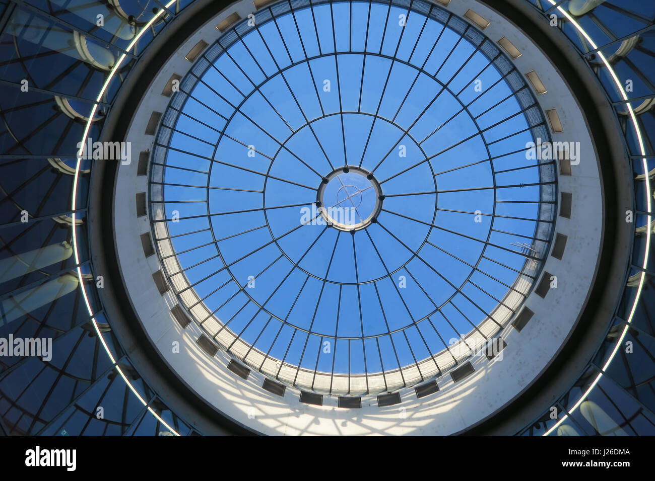 Glass dome ceiling at the Schirn Kunsthalle Museum of Modern Art, Frankfurt am Main, Germany, Europe Stock Photo