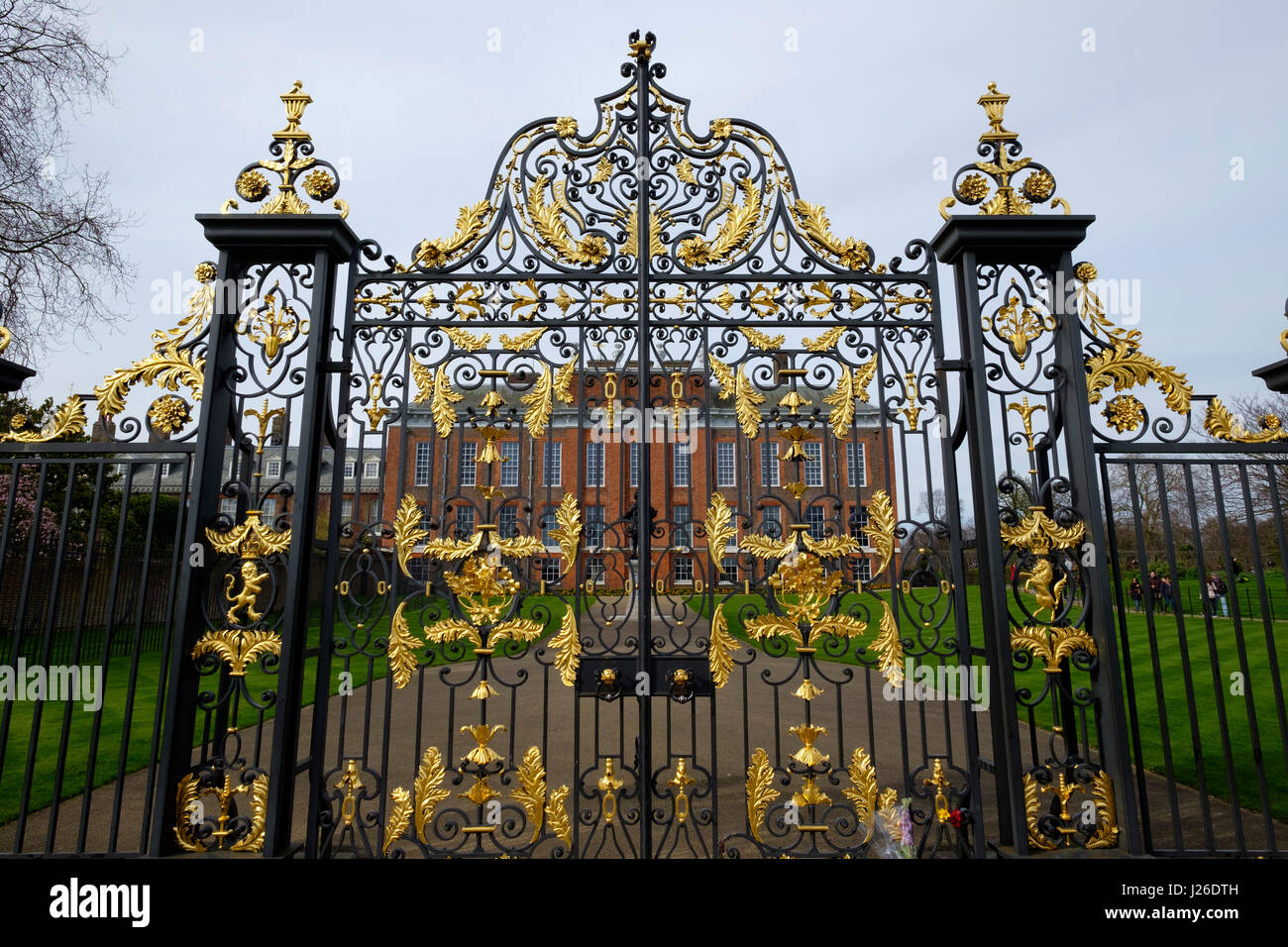 Forged iron gates of Kensington Palace, London, England, UK, Europe Stock Photo