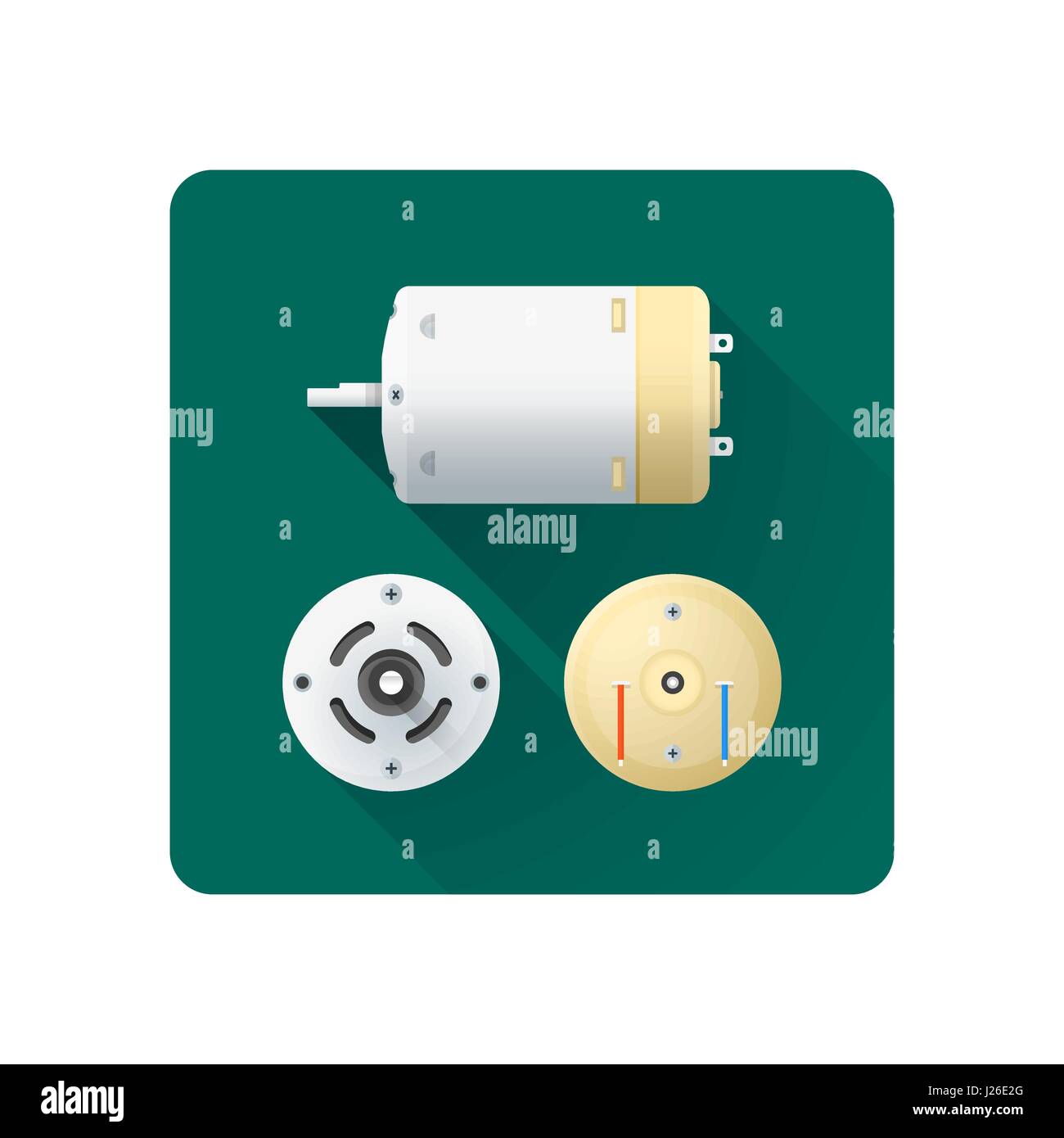 vector colored flat design direct current electric motor different