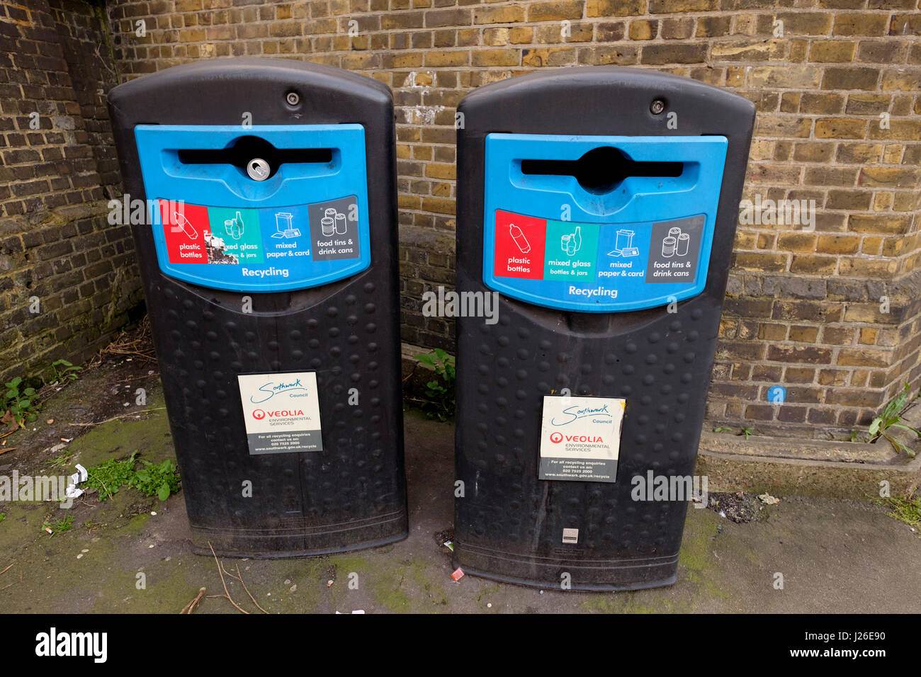 Veolia recycle bins, London, England, UK Stock Photo