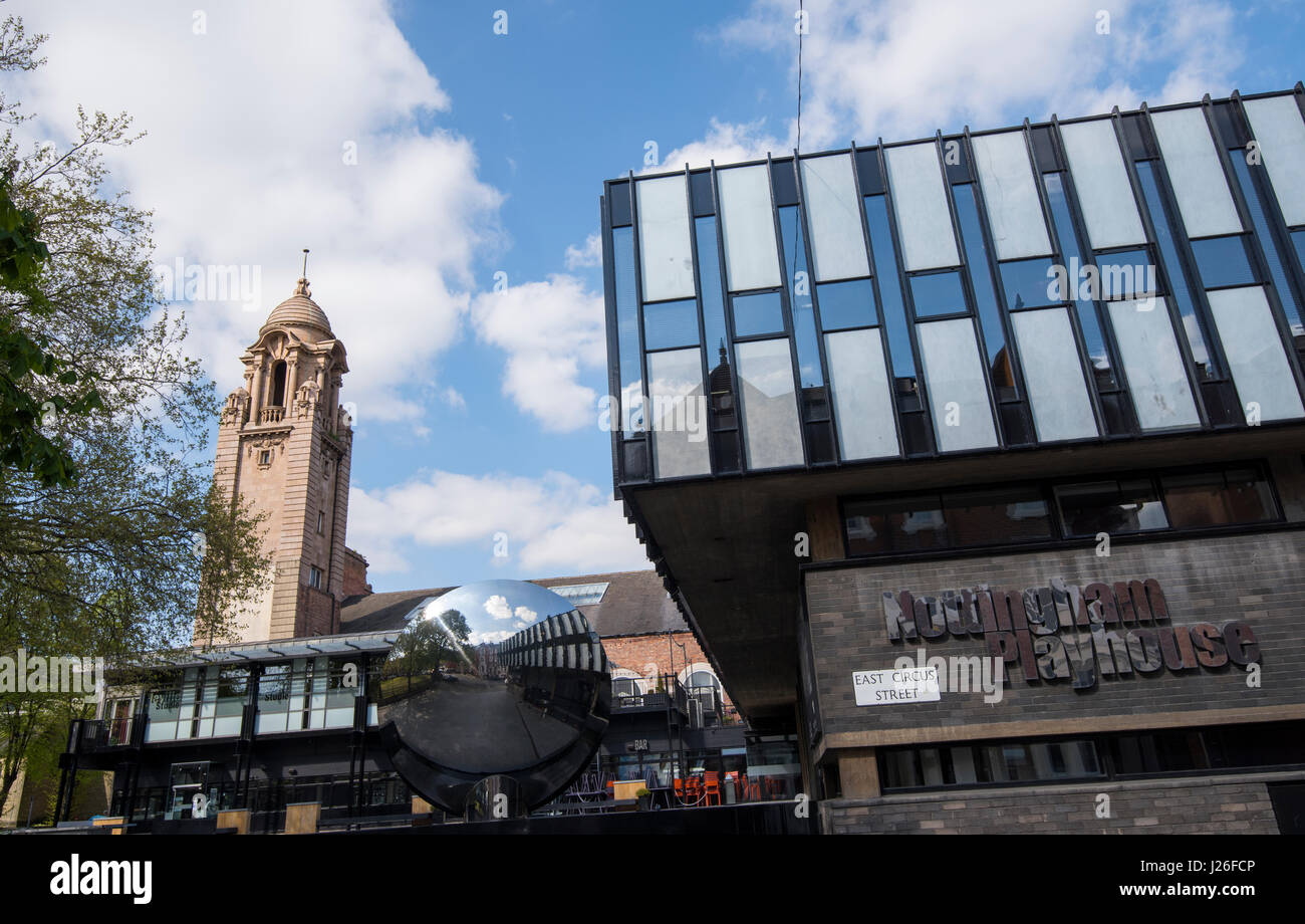 The Nottingham Playhouse and Sky Mirror, Nottingham City Nottinghamshire England UK Stock Photo