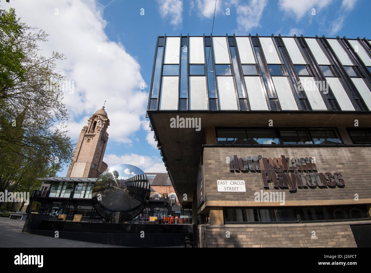 The Nottingham Playhouse and Sky Mirror, Nottingham City Nottinghamshire England UK Stock Photo