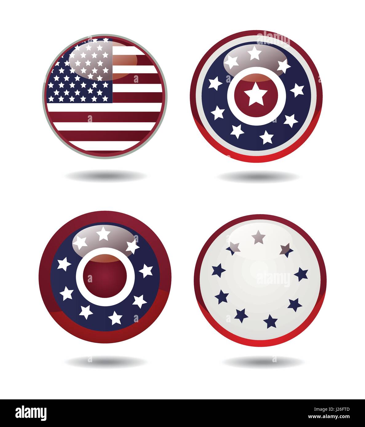 United States Flag Glossy Buttons Stock Vector Image & Art - Alamy