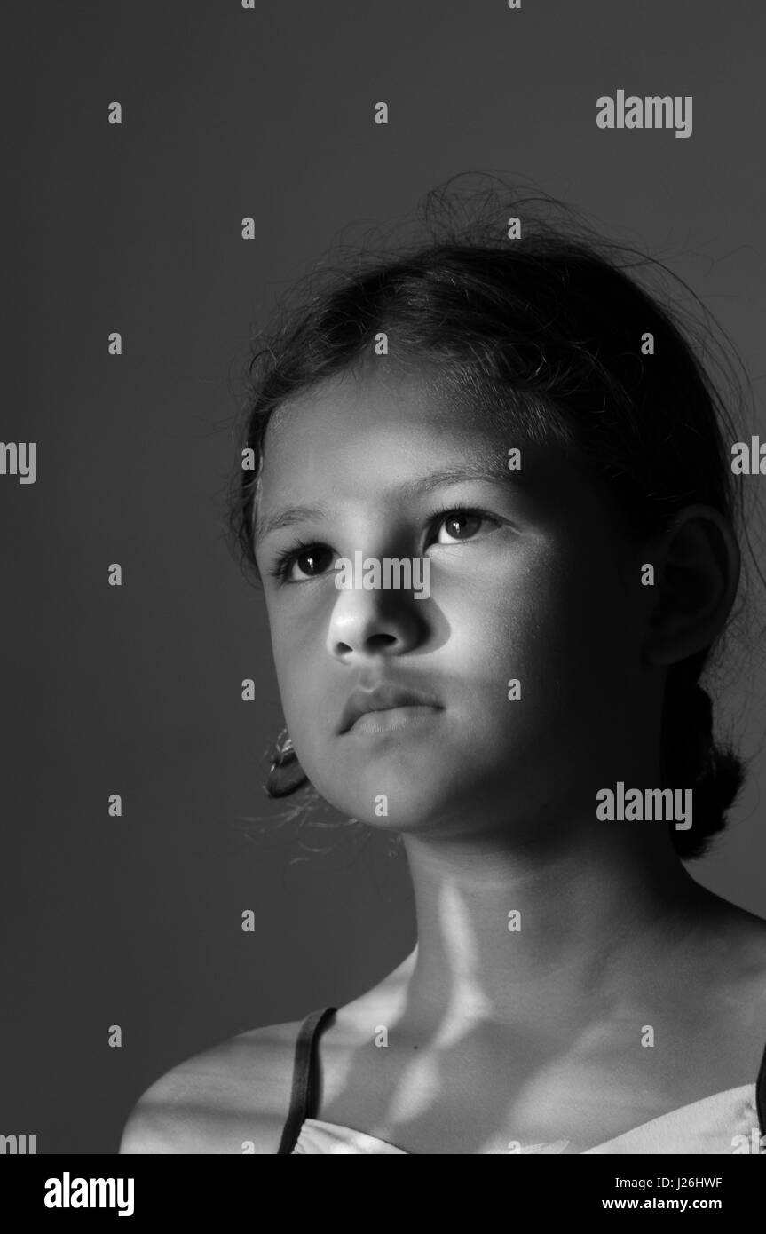 8 years old girl Black and White Stock Photos & Images - Alamy