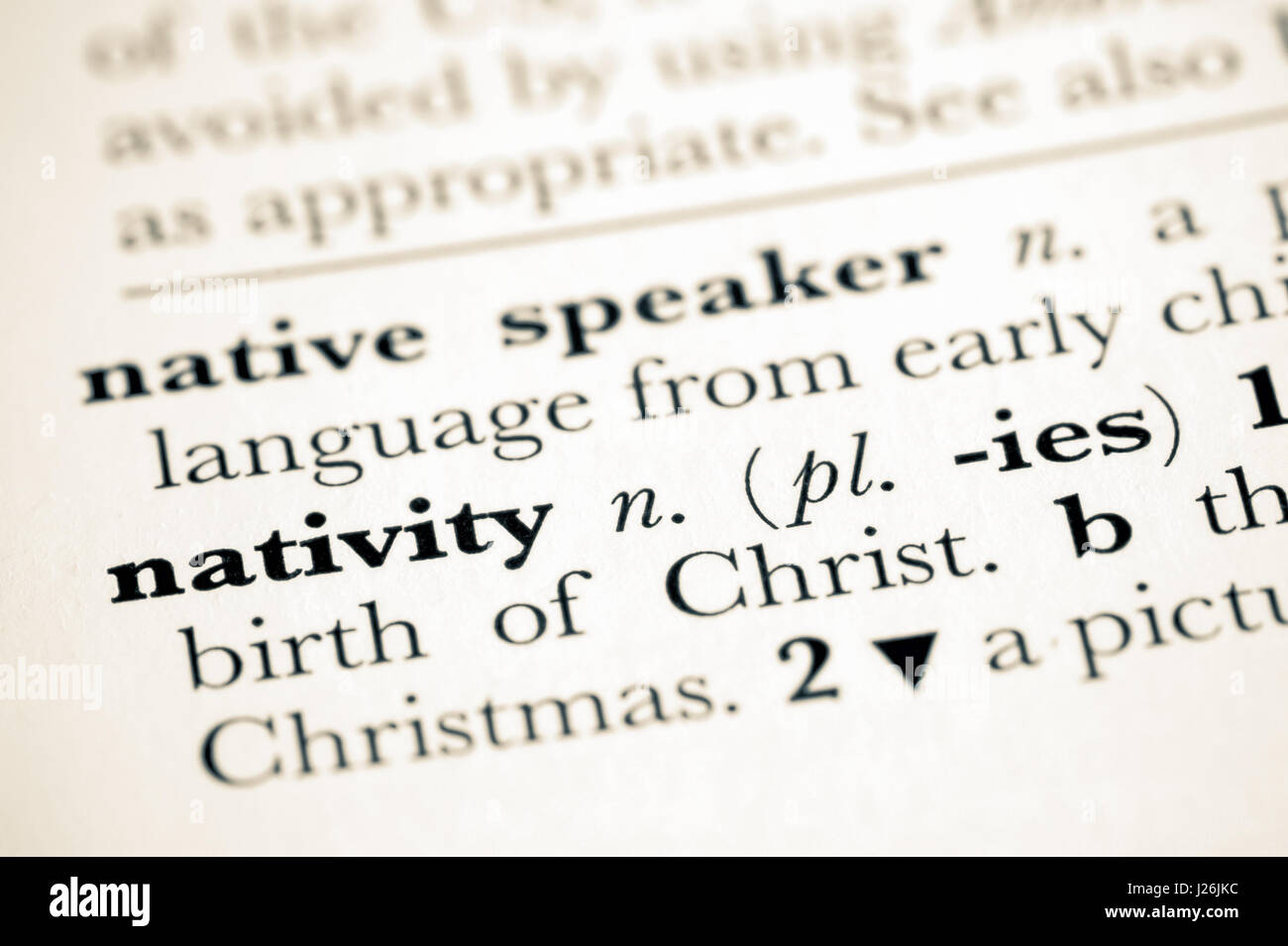 dictionary definition of the nativity birth of christ Stock Photo Alamy