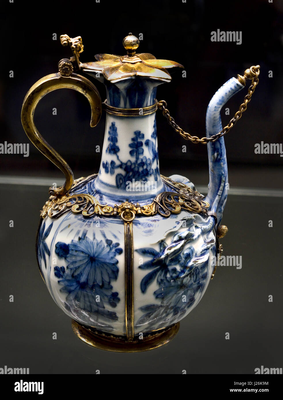 Jug with silver gilded frame China porcelain Silver Gilded Georg Berger, Erfurt Germany End of the 16th century Stock Photo