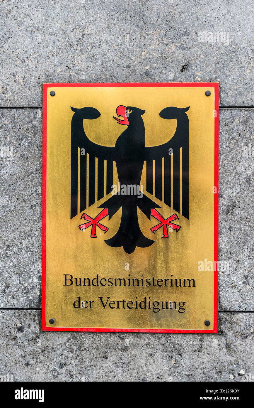 Sign, Federal Ministry of Defense, Ministry of Defense, Berlin, Germany Stock Photo