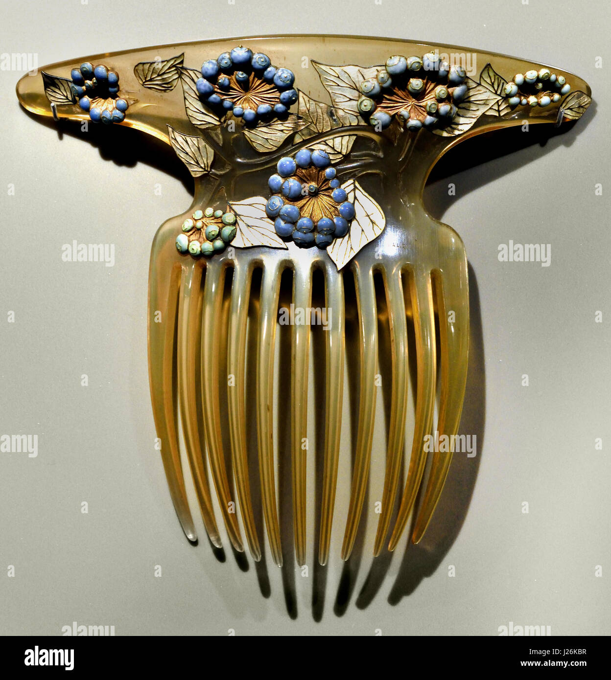 Haircomb - Hair comb - IVY 1898-1900 René Jules Lalique Paris French glass designer known for his creations of glass art, perfume bottles, vases, jewellery, France . Stock Photo