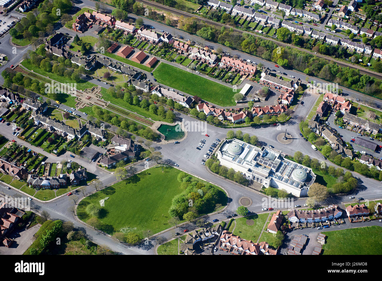 An aerial view of Port Sunlight, Wirral, Merseyside, North West England Stock Photo