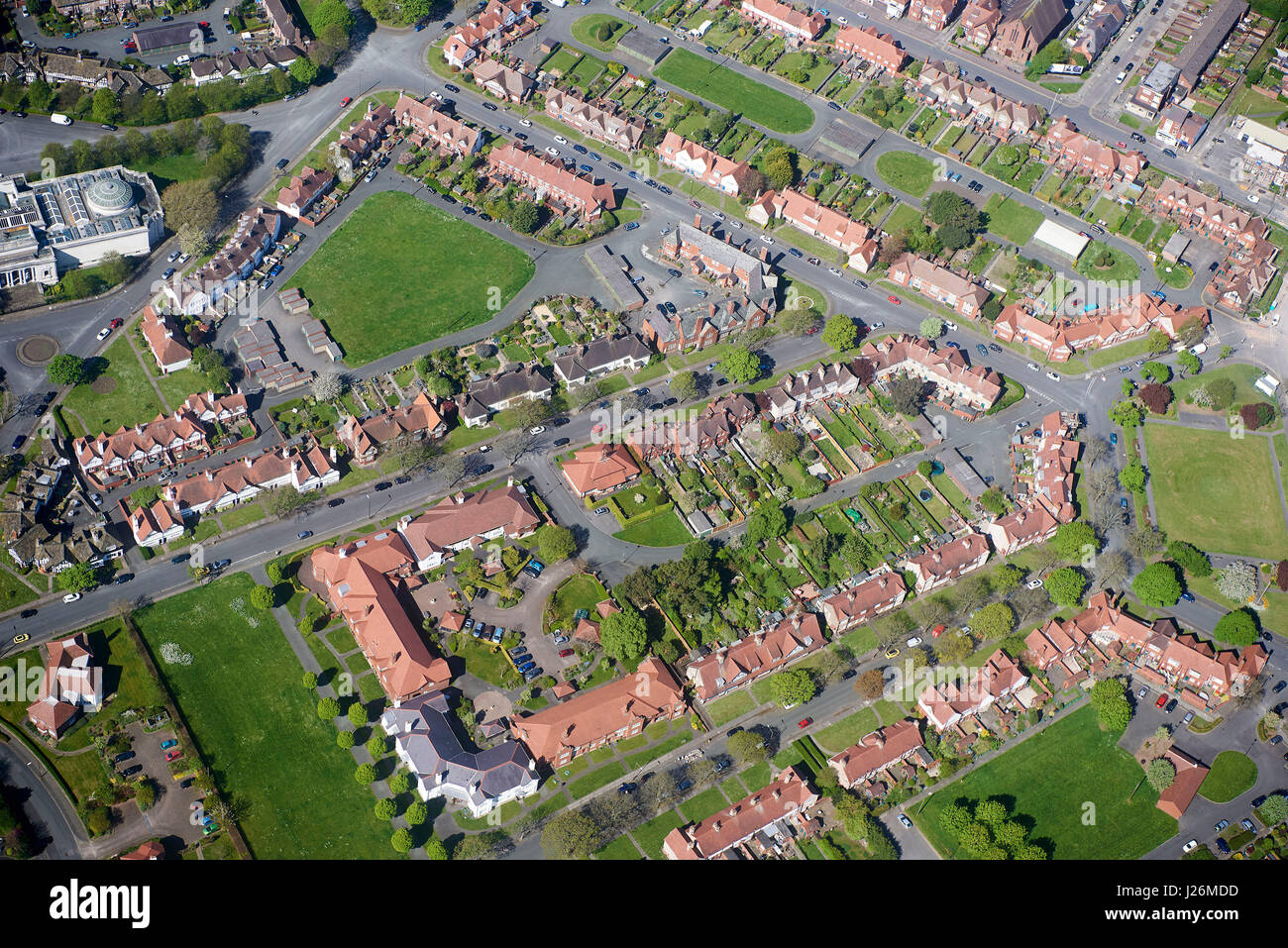 An aerial view of Port Sunlight, Wirral, Merseyside, North West England Stock Photo