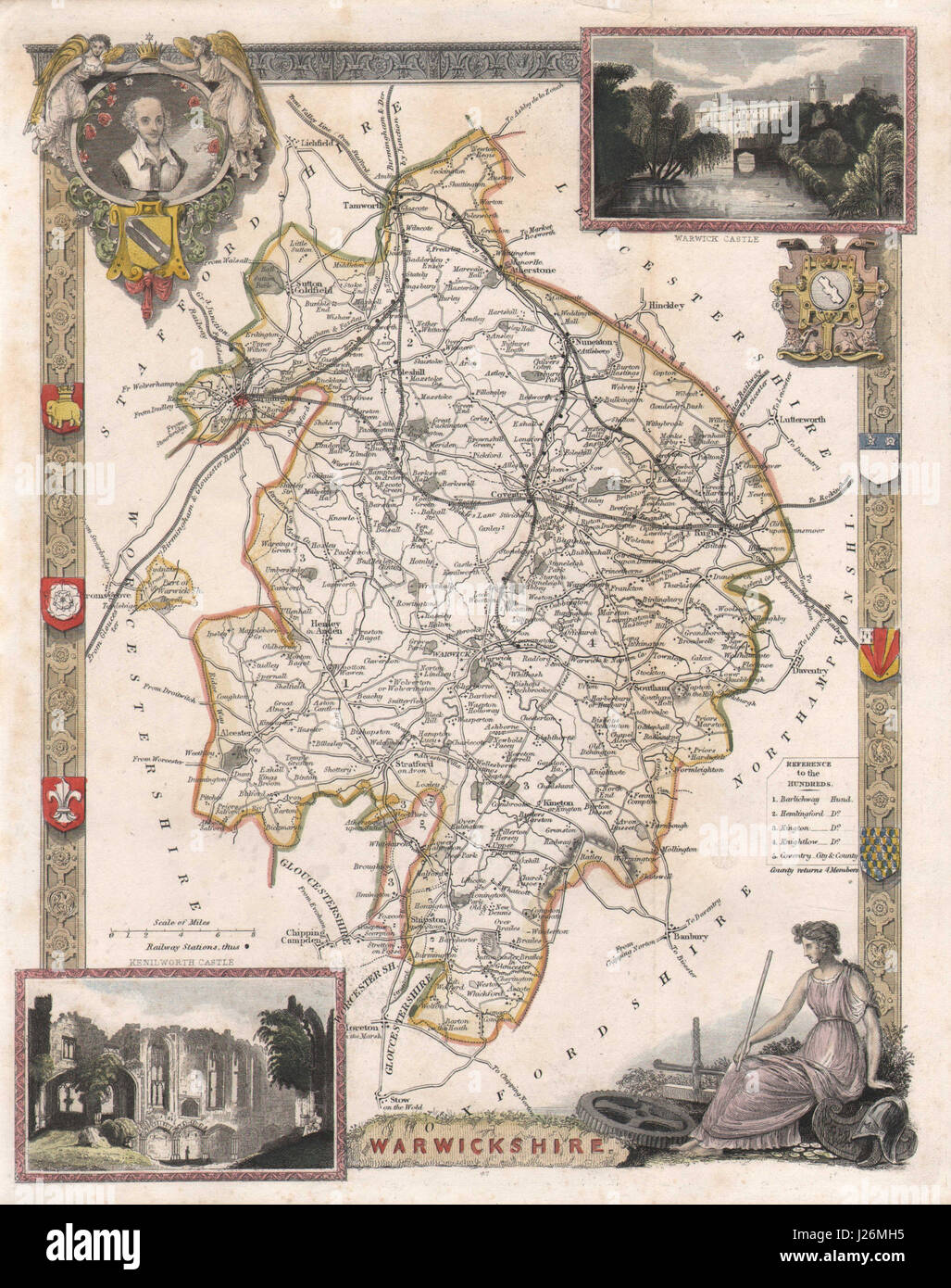 Old Antique colour Map 'Principal Hills of Great Britain' c1830 Moule Reprint 