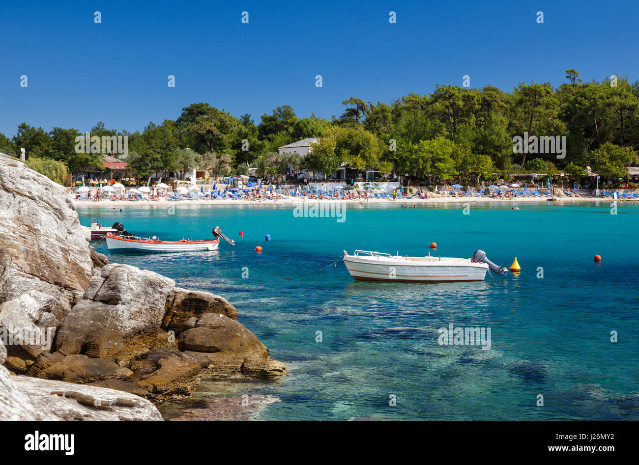 Beautiful Aliki beach in Thassos island, Greece Stock Photo