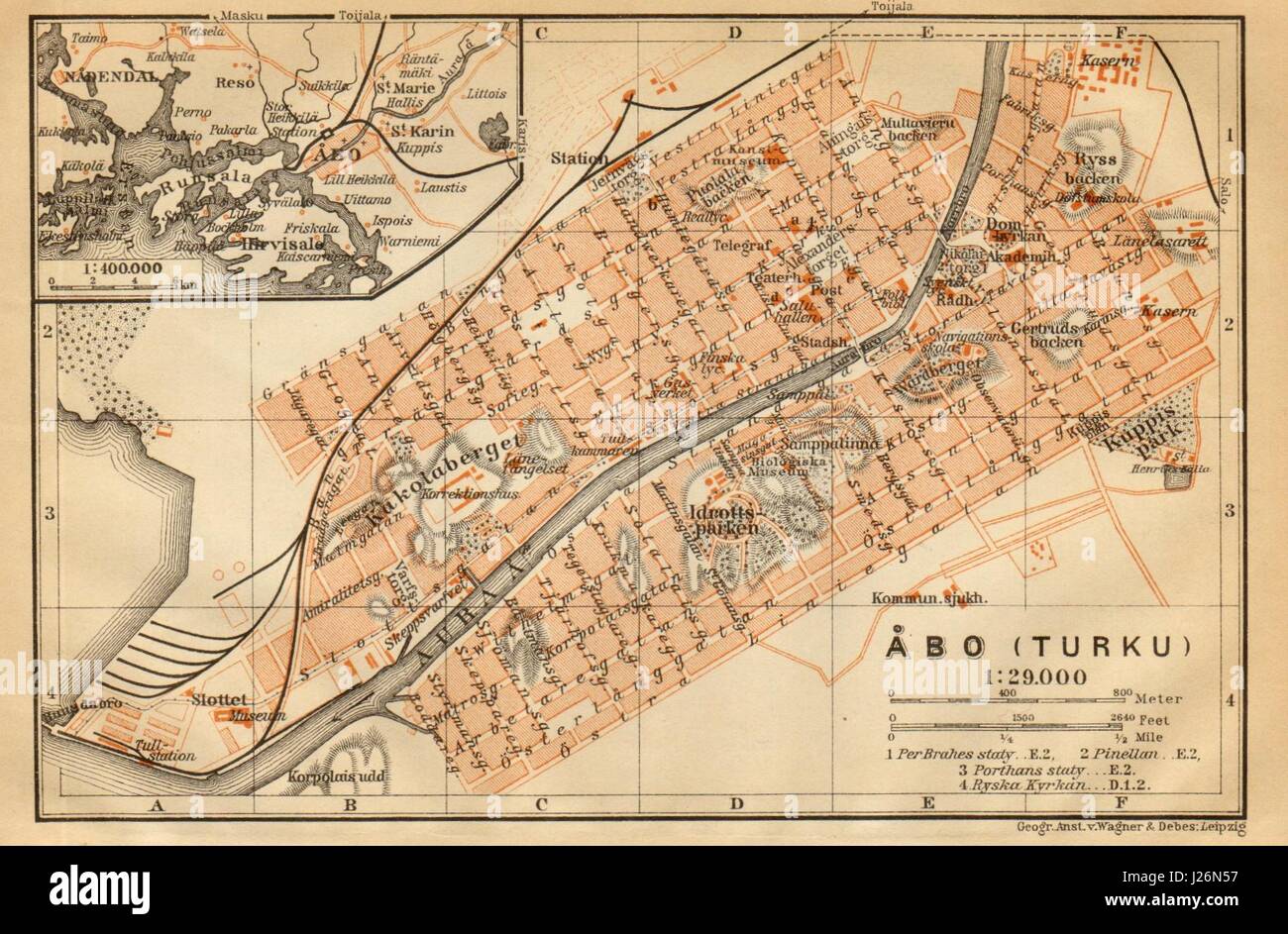 Turku (Åbo/Abo) town/city plan kaupunki kartta suunnitelma. Finland 1912 map Stock Photo