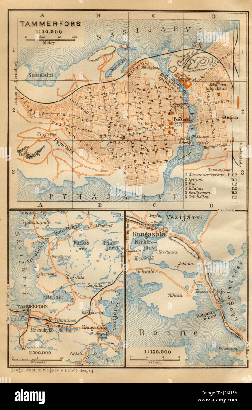Tampere/Tammerfors town/city plan kaupunki kartta suunnitelma. Finland 1912 map Stock Photo