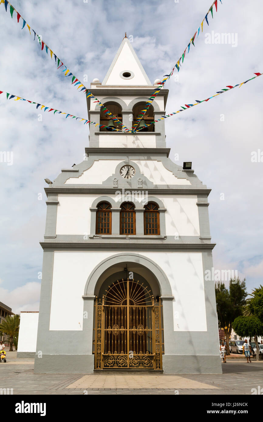 FUERTEVENTURA - SEPTEMBER 25: The Iglesia Nuestra Senora del Rosario in Puerto del Rosario in Fuerteventura, Spain on September 25, 2015 Stock Photo