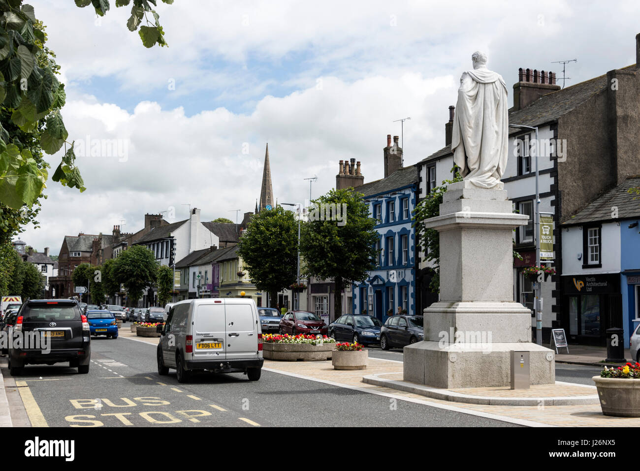 Restored Main Street in Cockermouth in the Lake District, Britain.  It suffered severe flooding in December 2015. Stock Photo