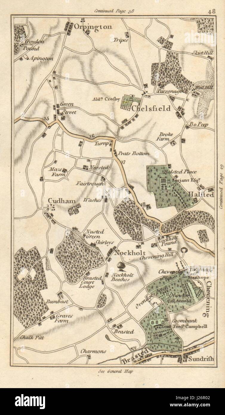 ORPINGTON Chelsfield Halsted Chudham Knockholt Chevening Sundridge CARY 1786 map Stock Photo