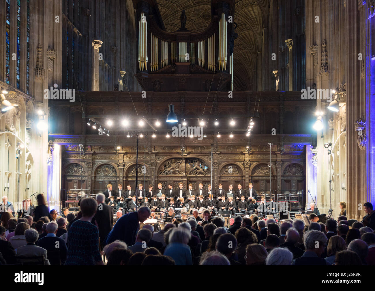 Kings College Chapel Cambridge UK a choir singing in the interior