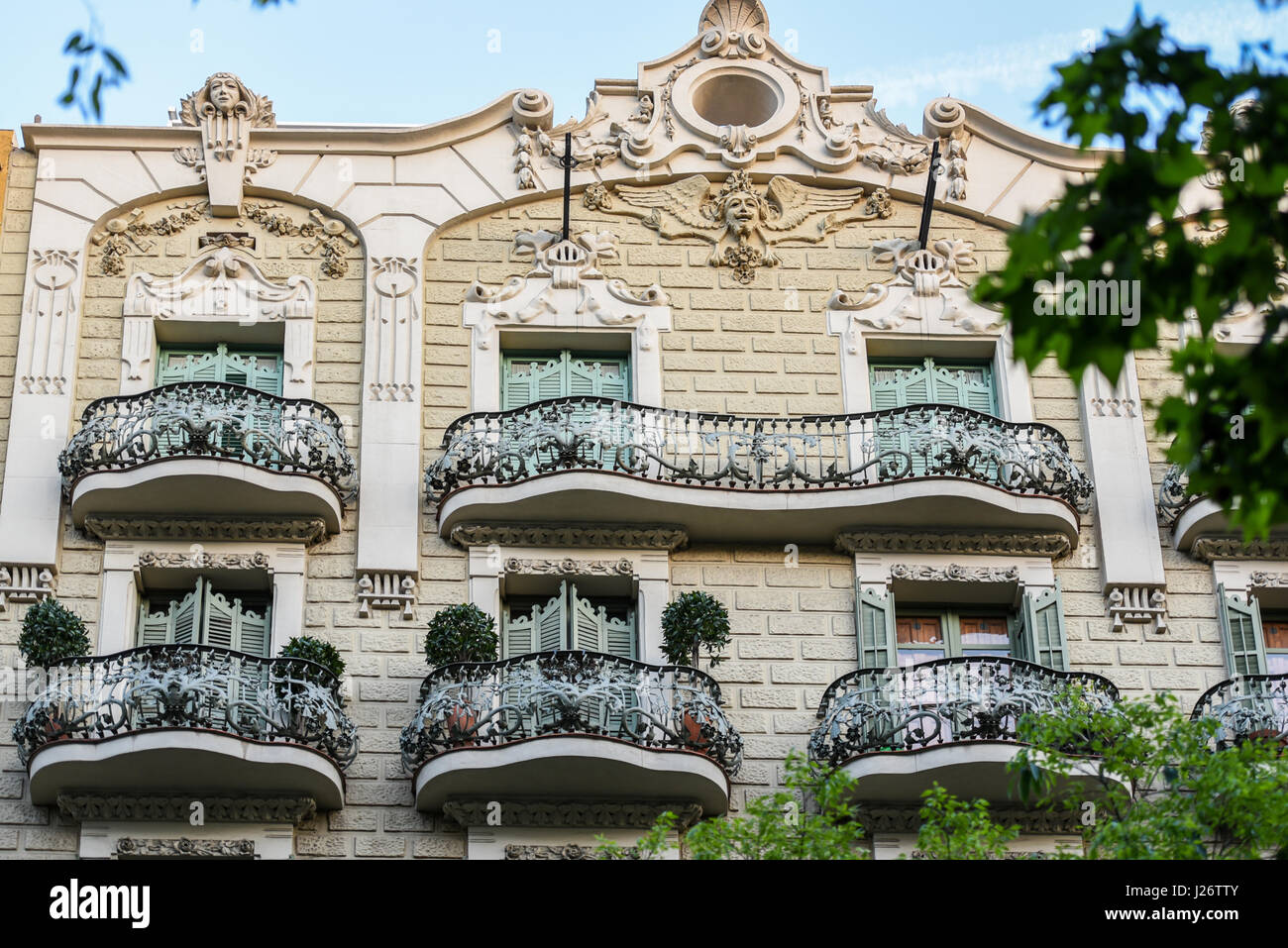 Facade of a house in Barcelona, Spain Stock Photo Alamy