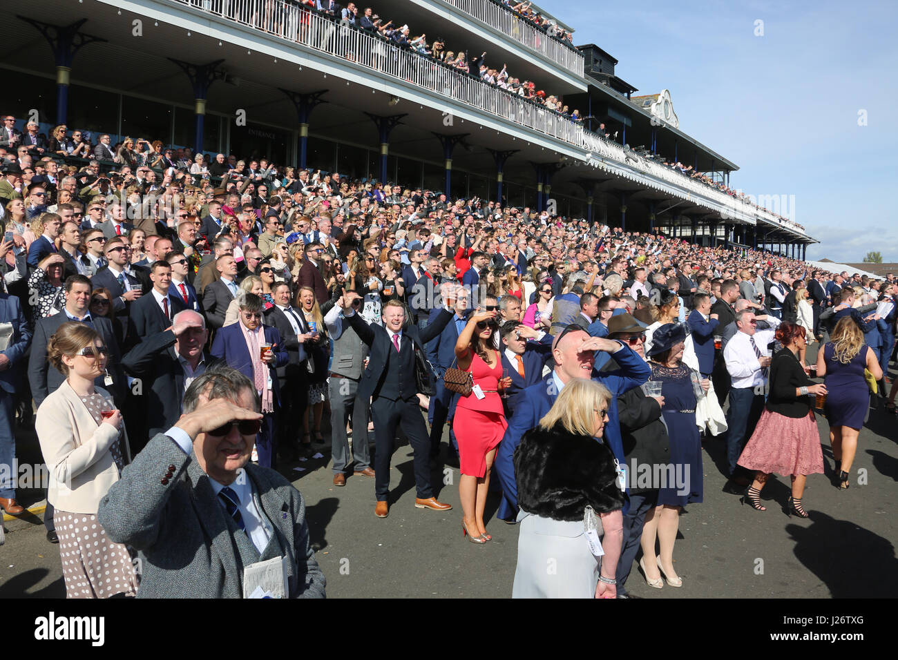 Scottish Grand National , Ayr Racecourse., Ayr, Scotland, UK April 2016 Crowds enjoy the weather