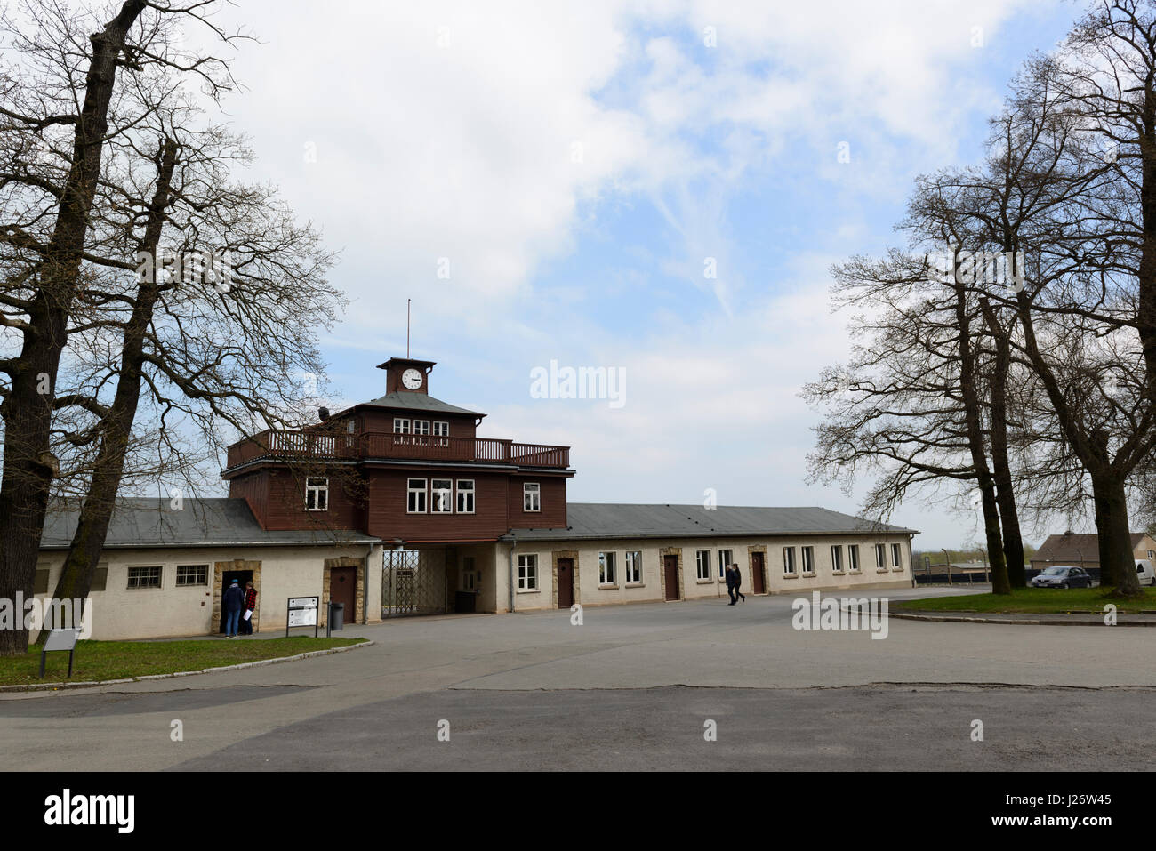 The gate building of Buchenwald concentration camp Stock Photo