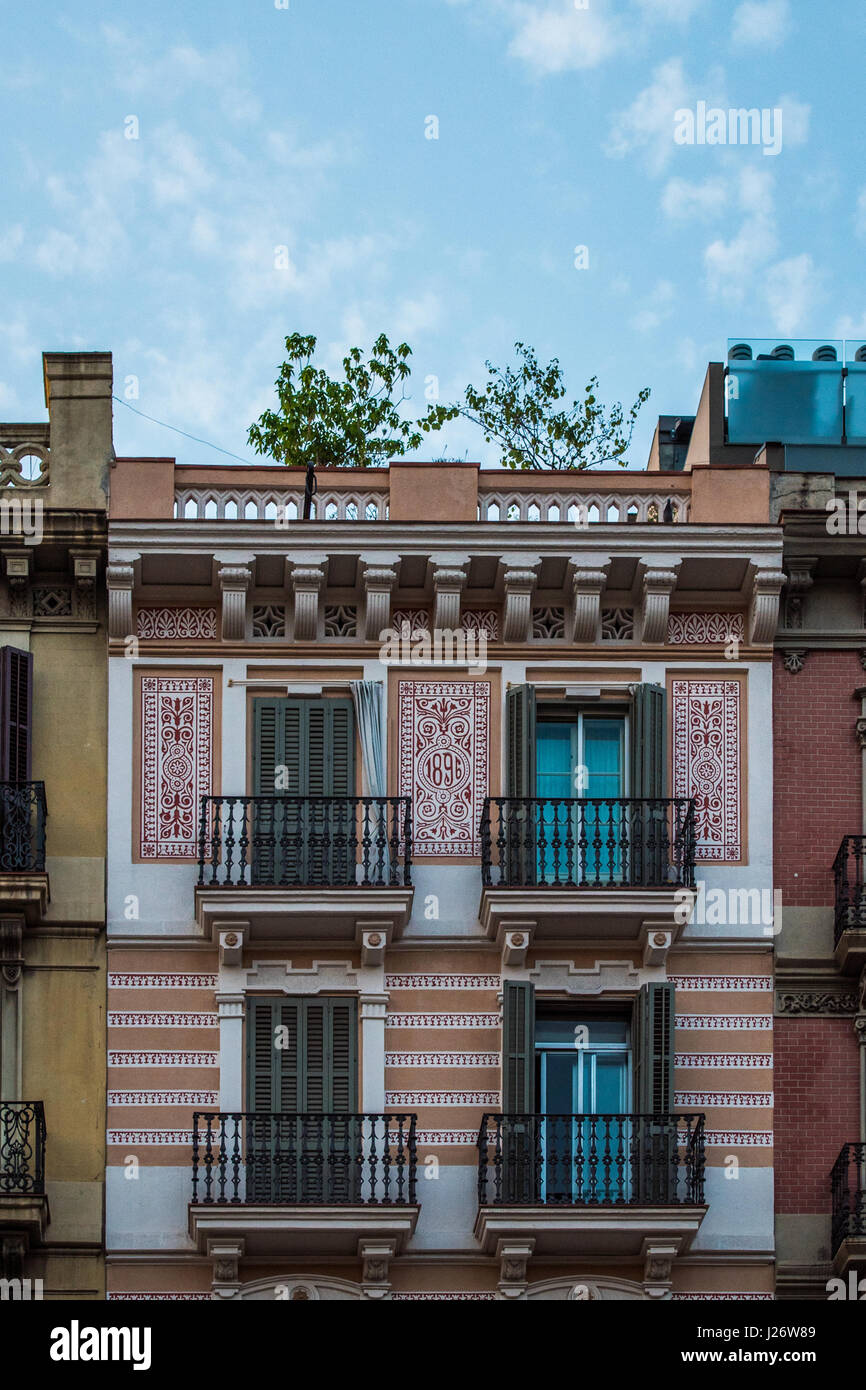 Facade of a house in Barcelona, Spain Stock Photo Alamy