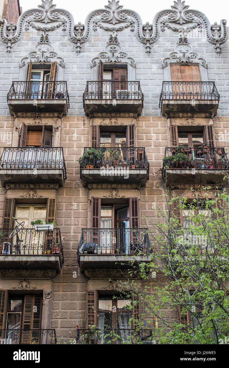 Facade of a house in Barcelona, Spain Stock Photo Alamy